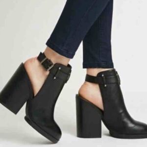 Black cut out booties